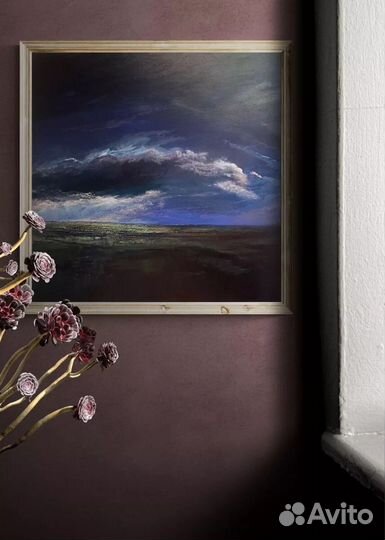 Картина маслом на холсте тучи