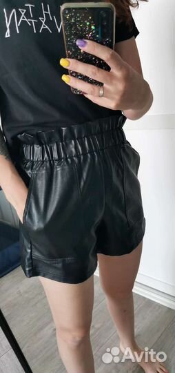 Шорты кожаные чёрные