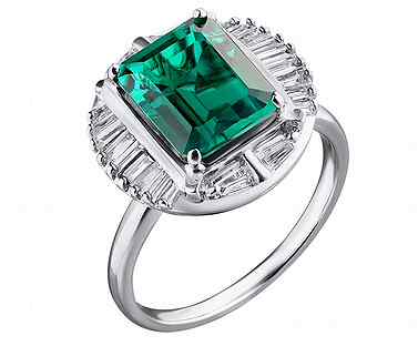 Кольцо No name 2,70 ct Green Emerald & 0.75 ct Dia