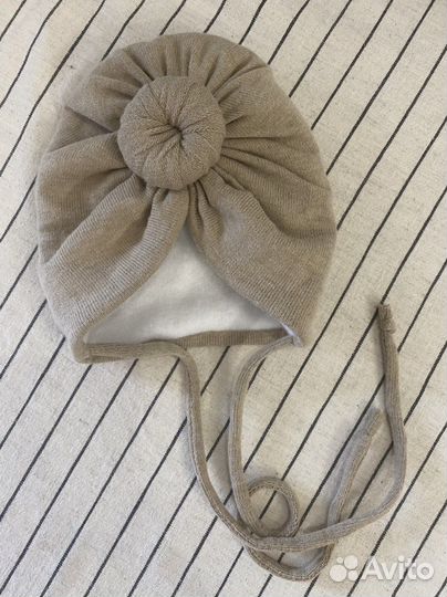 Шапка чалма на девочку бежевая 44