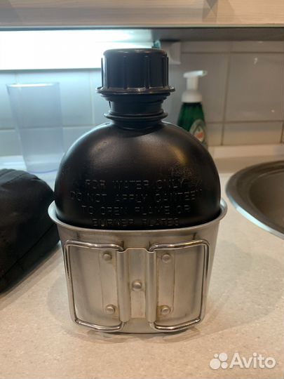 Комплект армейская фляга С котелком В чехле 1Л