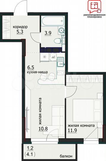 3-к. квартира, 58,9 м², 9/12 эт.