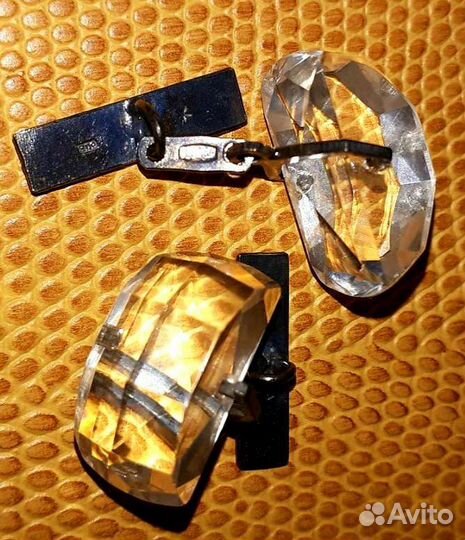 Красивые серебряные запонки Янтарь Винтаж