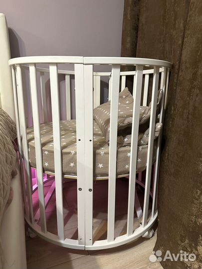 Детская кроватка трансформер круглая