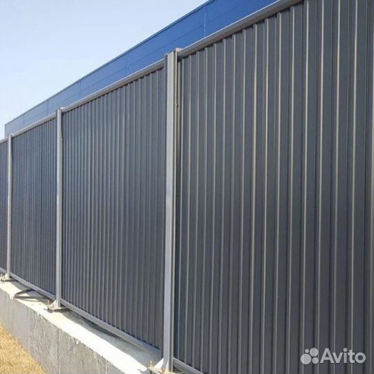 Забор из серого профнастила в Удомле