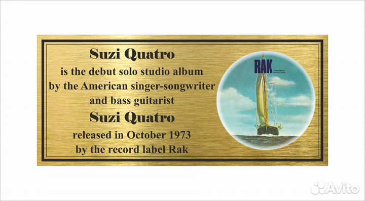 Suzi Quatro золотой винил в рамке