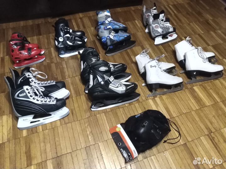 Коньки хоккейные, прогулочные, фигурные