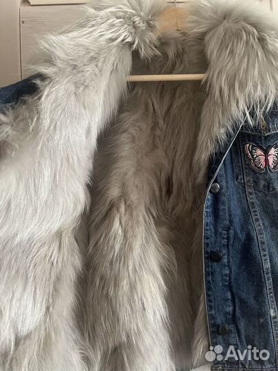 Парка джинсовая куртка с мехом