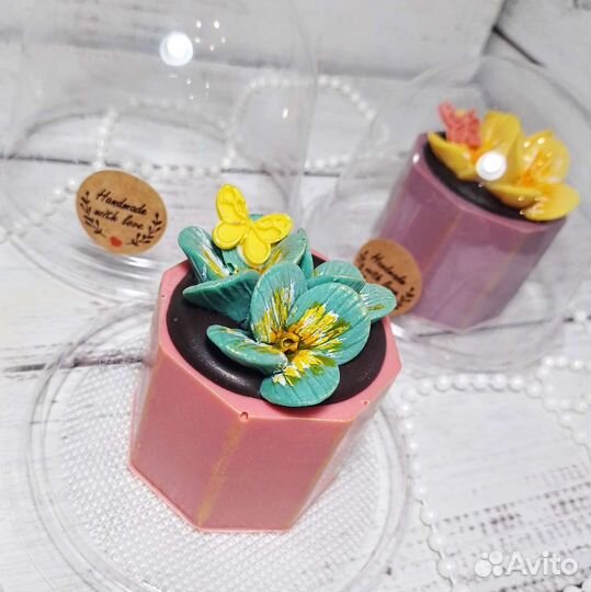 Цветочек в горшке из шоколада, пианино, туфельке