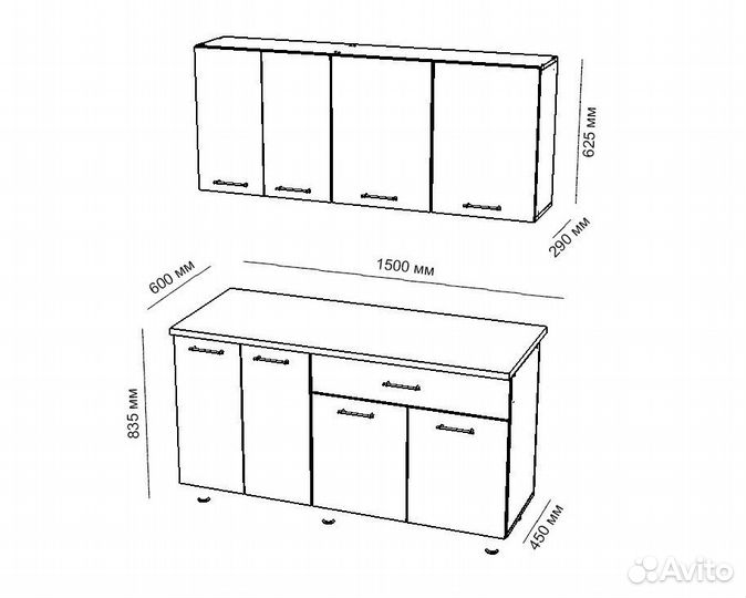 Кухонный гарнитур Асти с доводчиками на петлях