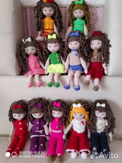 Кукла вязанная ручной работы, 32см