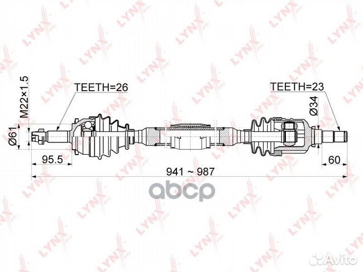 Привод в сборе перед прав CD1153 lynxauto