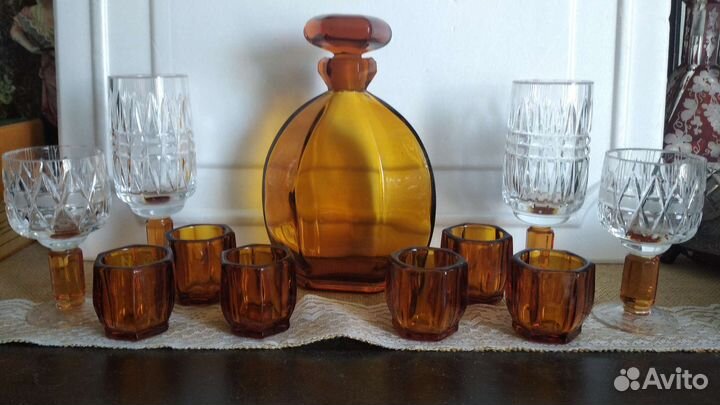 Графин и 6 стопок Арт Деко, фужеры Олимпиада