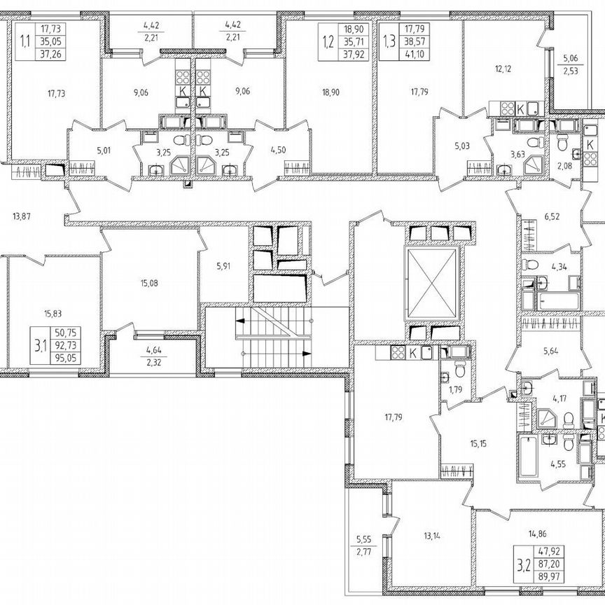 3-к. квартира, 92,7 м², 3/8 эт.