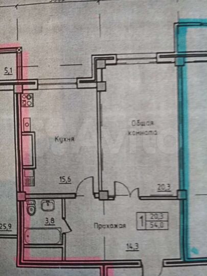 1-к. квартира, 54 м², 5/8 эт.