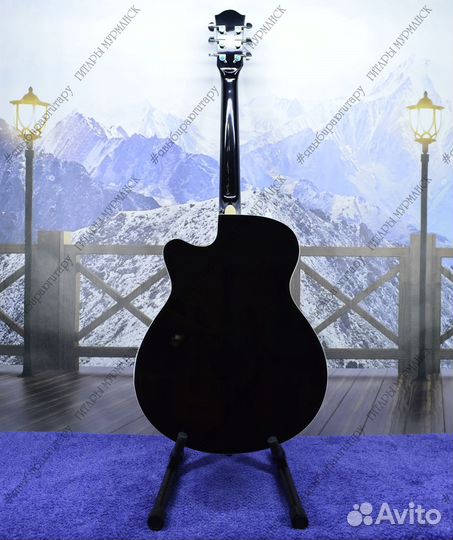 Акустическая гитара с принтом (новая) + аксессуары