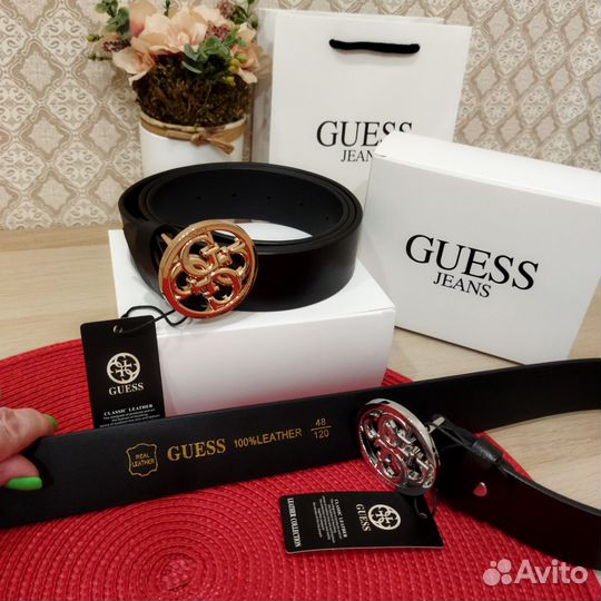 Ремень Guess натуральная кожа в коробке и пакете