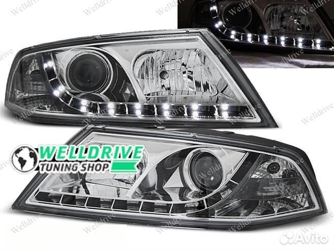 Фары передние Skoda Octavia 2 04Фары-08 с дхо хром