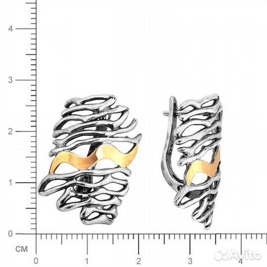 Серебряные серьги с золотом