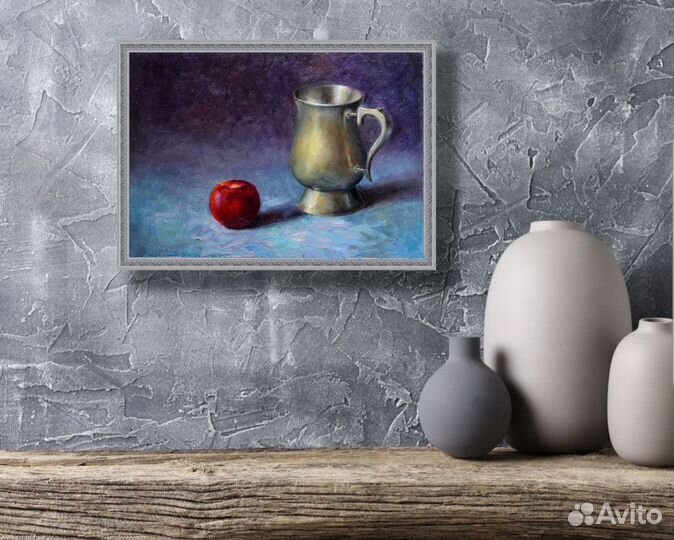 Картина маслом Натюрморт с Кружкой и нектарин