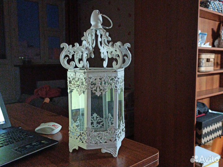 Подсвечник шеббишик белый винтаж состаренный