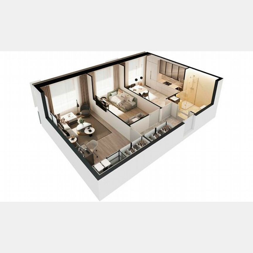 2-к. апартаменты, 56,8 м², 12/30 эт.