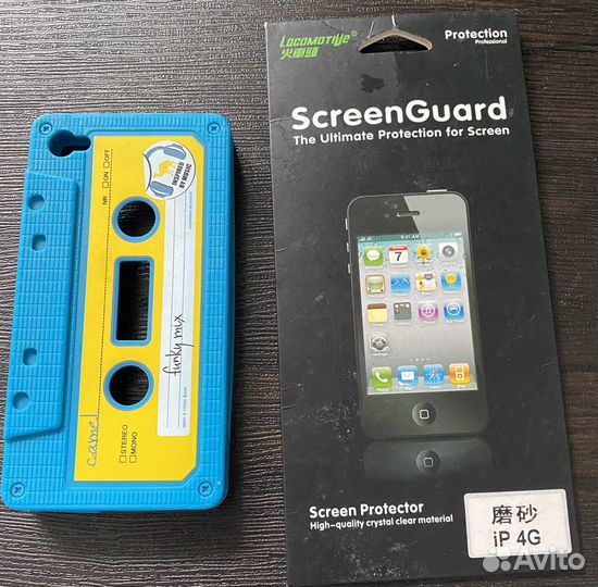 Чехол и защитное стекло на iPhone 4S. Цена за все