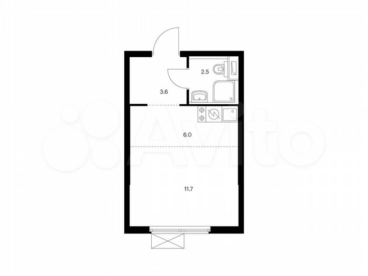 Квартира-студия, 23,8 м², 12/17 эт.