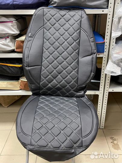 Чехлы Экокожа Hyundai Solaris 2017 Белый ромб