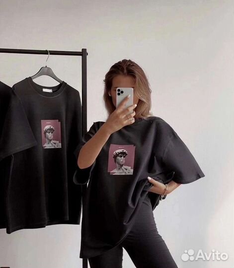 Костюм с велосипедками и футболка оверсаиз