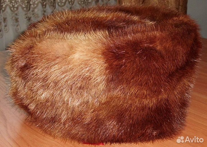 Шапка натуральный мех норка коричневая р.57