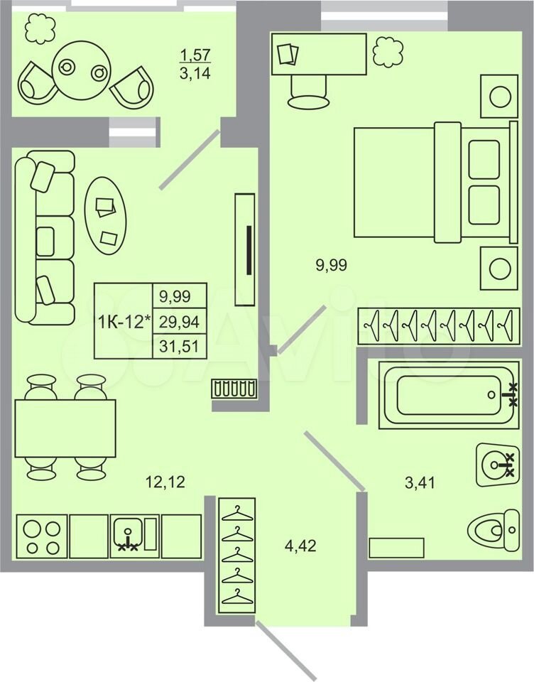 1-к. квартира, 31,5 м², 6/17 эт.