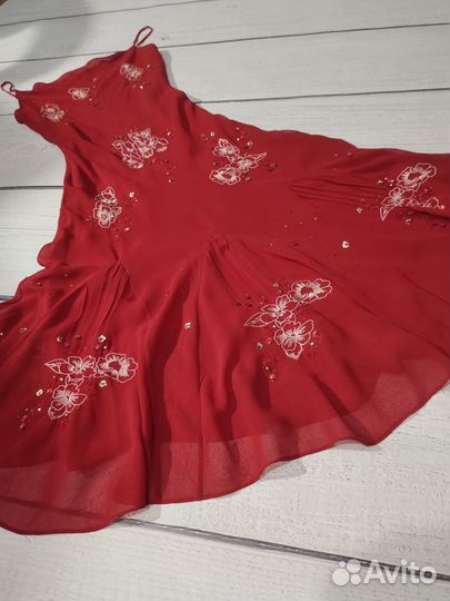 Вечернее платье годе с цветами, женское красное