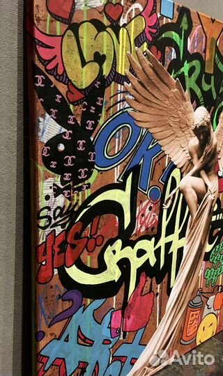 Современная картина граффити поп арт Статуя Ангел