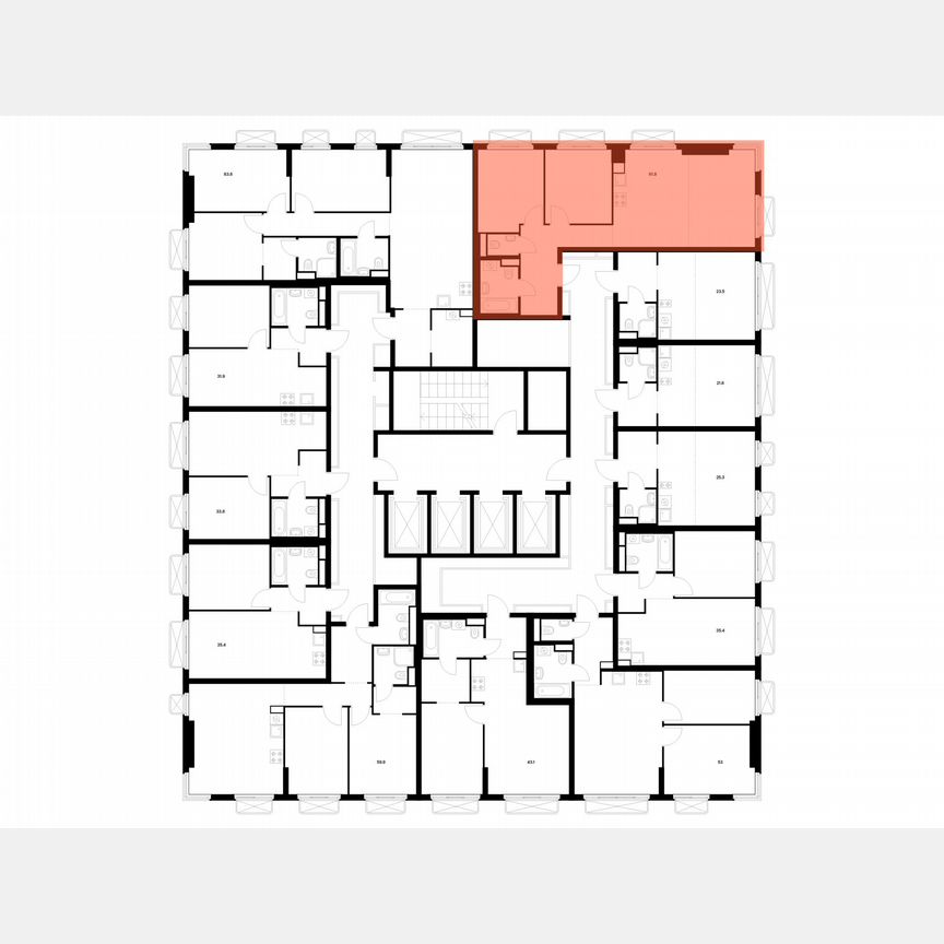 2-к. квартира, 61,8 м², 23/26 эт.