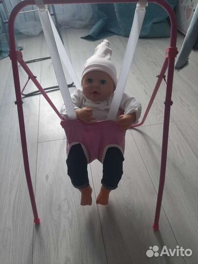 Кукла baby annabell zapf creation +качель+стульчик