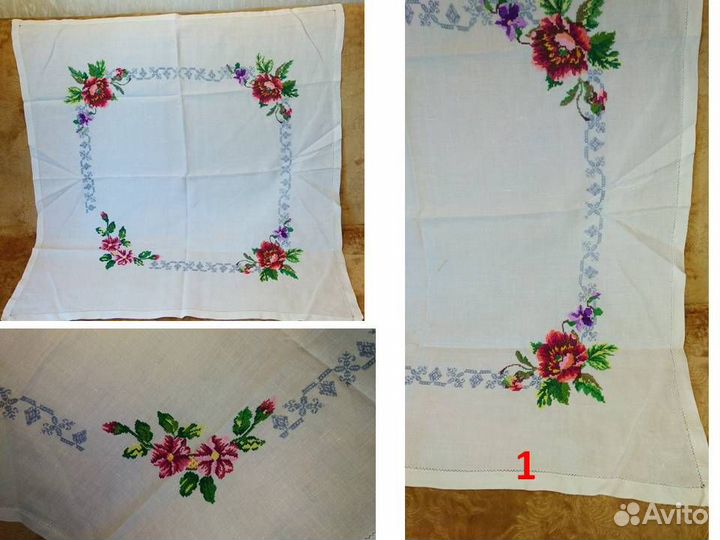 Скатерть,салфетка,накомодник,лен,крестик винтаж