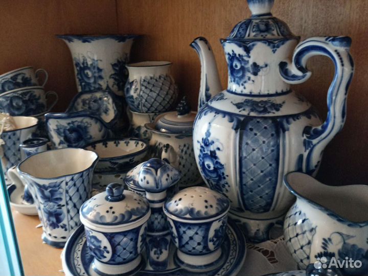 Чайный сервиз гжель вазы, кувшины и тд
