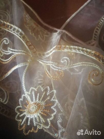 Тюль арганза желтая и рыжая