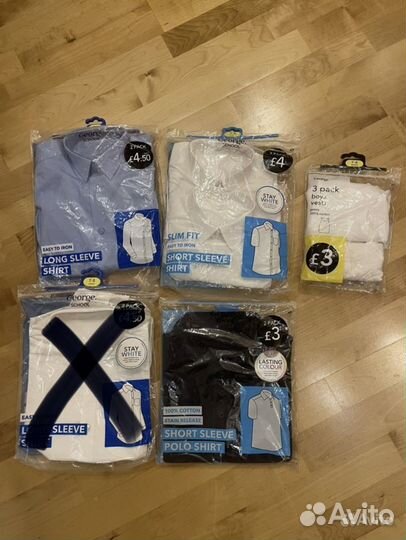 Новые школьные рубашки George Asda 7-8 (122-128)