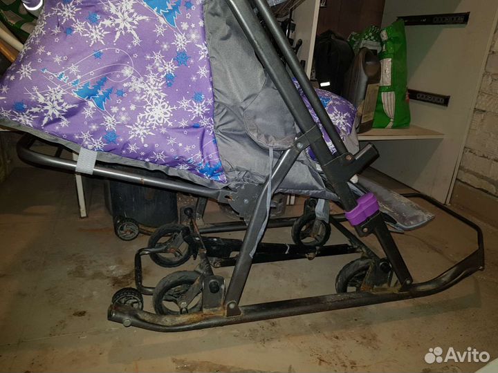 Детские санки коляска с колесами