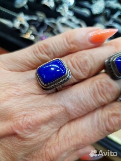 Кольцо,серьги с лазуритом