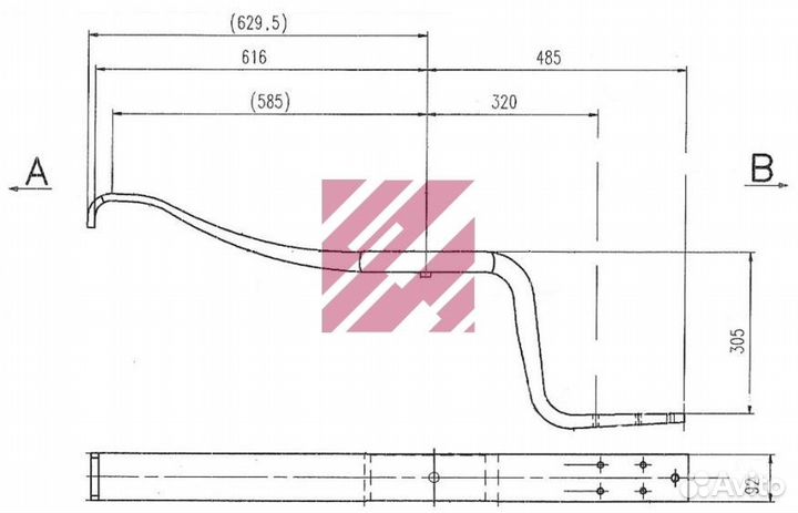 Полурессора задняя однолистовая Z-образная inter 9