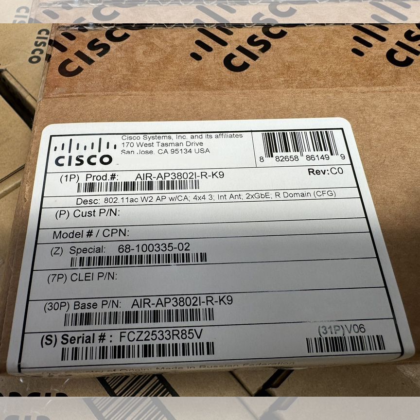 [AIR-AP3802I-R-K9] Точка Доступа Cisco Новые Air-Ap3802i-R-K9