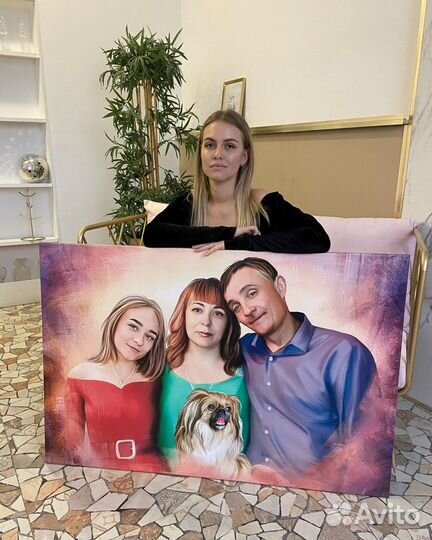 Портрет по фото на холсте под заказ