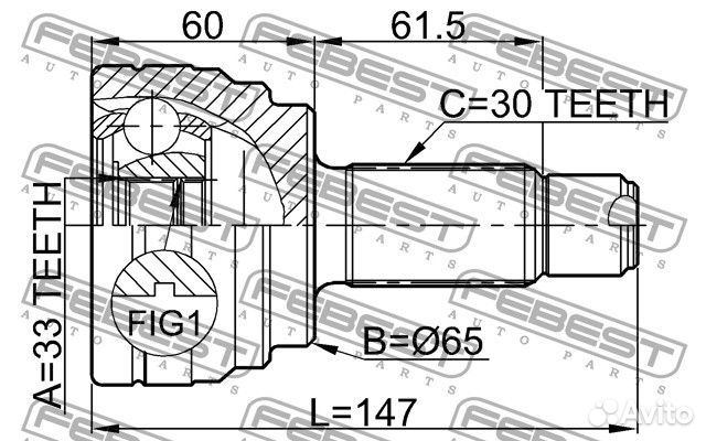 Шрус наружный 33x65x30