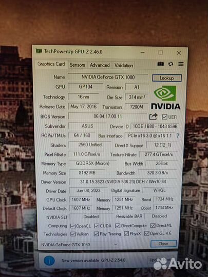 Видеокарта Asus Turbo GTX 1080 -8G