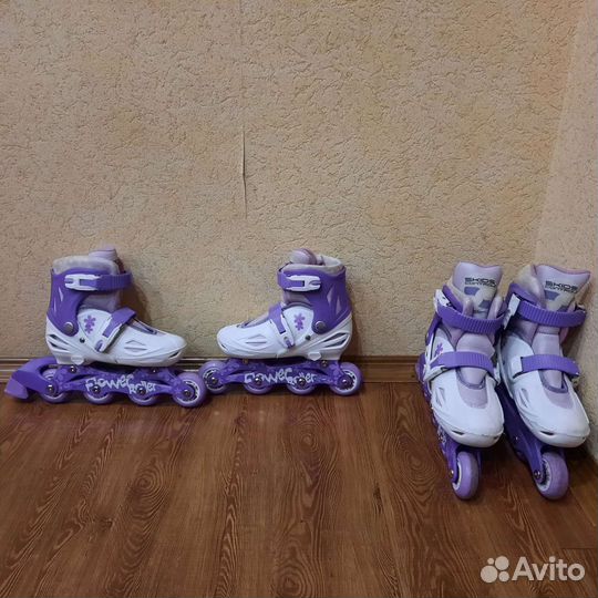 Роликовые коньки детские раздвижные, размер 30-33