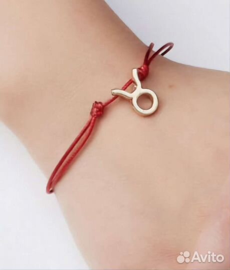 Браслет красная нить с подвеской Знаки зодиака