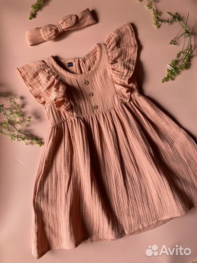 Детское муслиновое платье на девочек 2-6 лет
